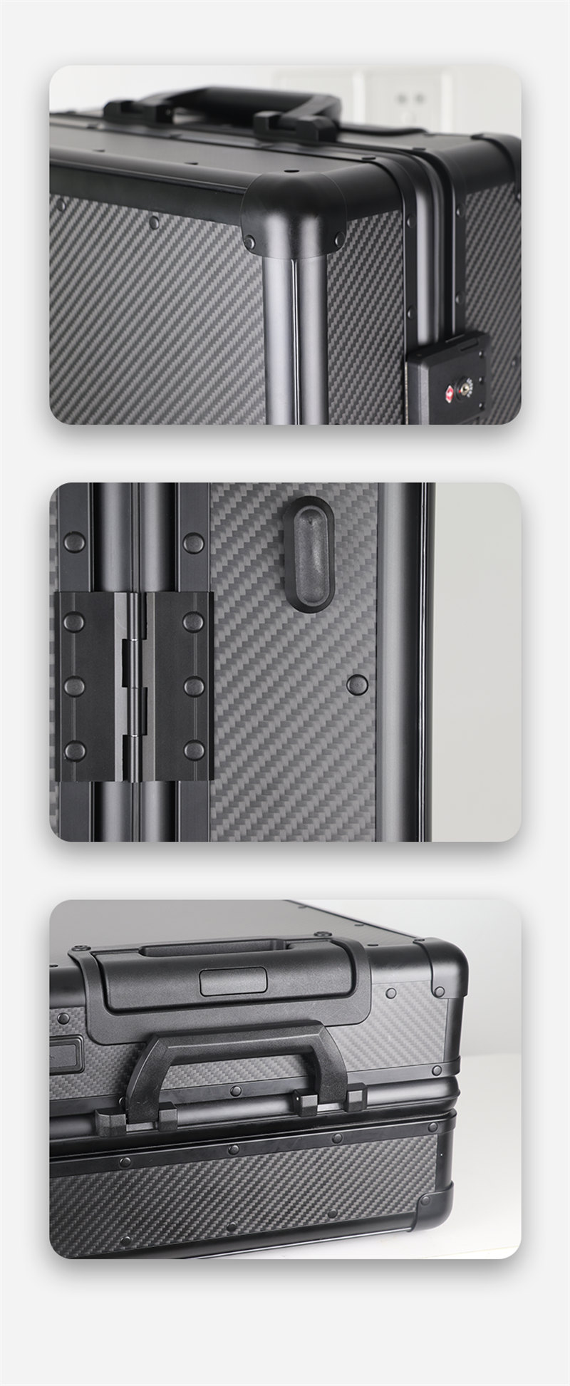 碳纖維行李箱 高檔時尚耐用旅行箱 萬向輪TSA密碼鎖碳纖維輕質(zhì)高強(qiáng)度行李箱干碳包圍  -6